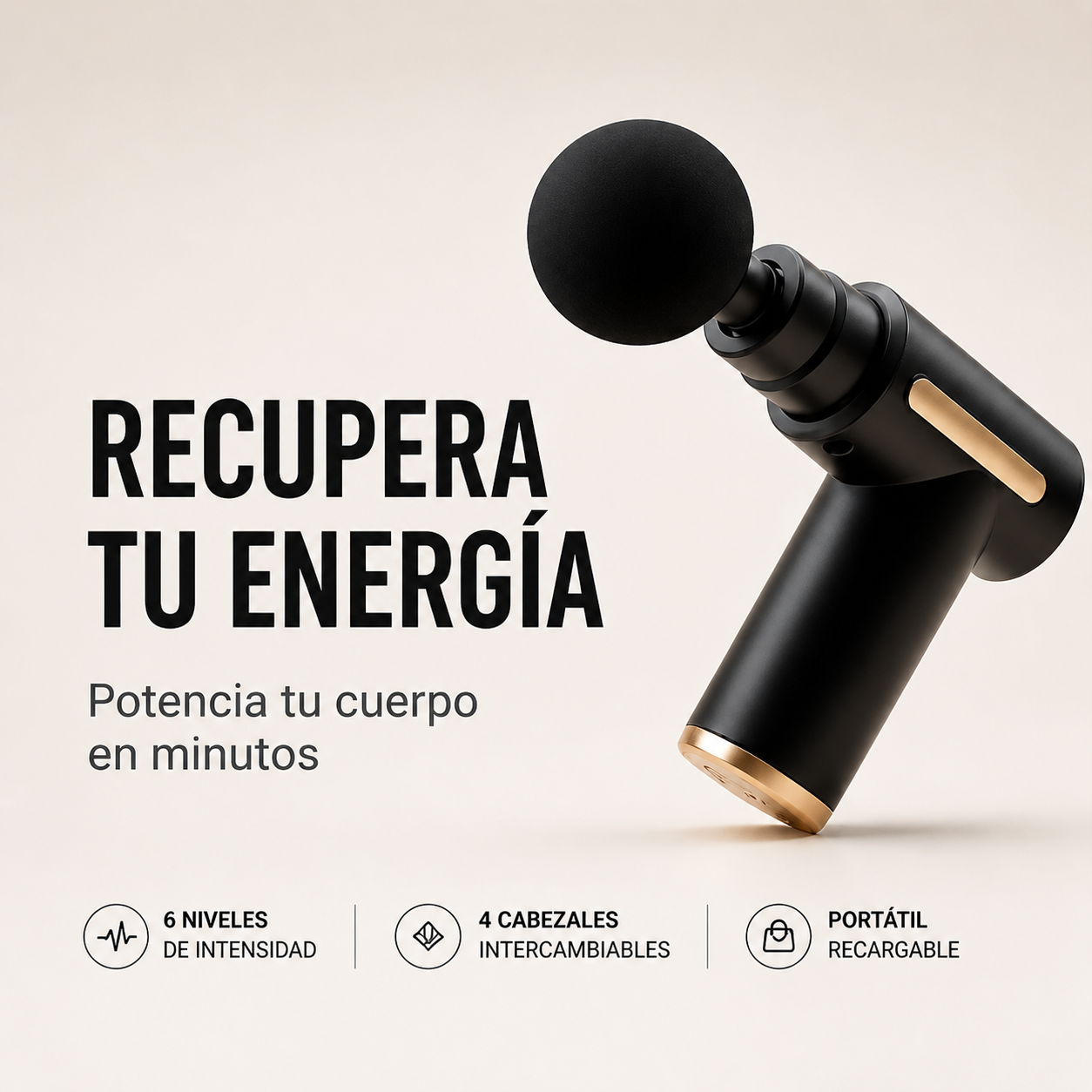 THERAGUN LITE MASAJEADOR PORTATIL 4 CABEZAS l SIENTETE LIGERO EN MINUTOS