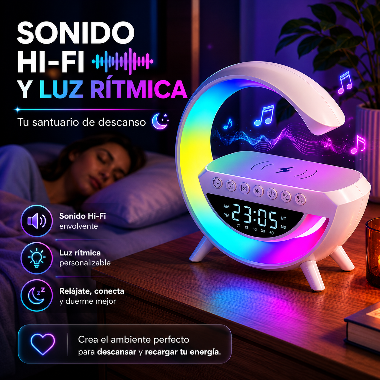 G-ATMOS PRO CARGADOR INHALAMBRICO | Más ambiente. Más descanso. Más estilo.
